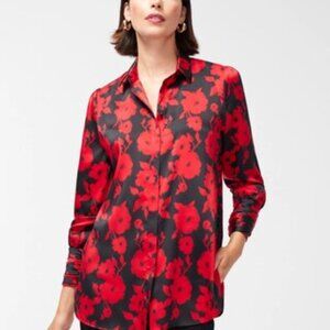 Chico's Red and Black Floral Tunic